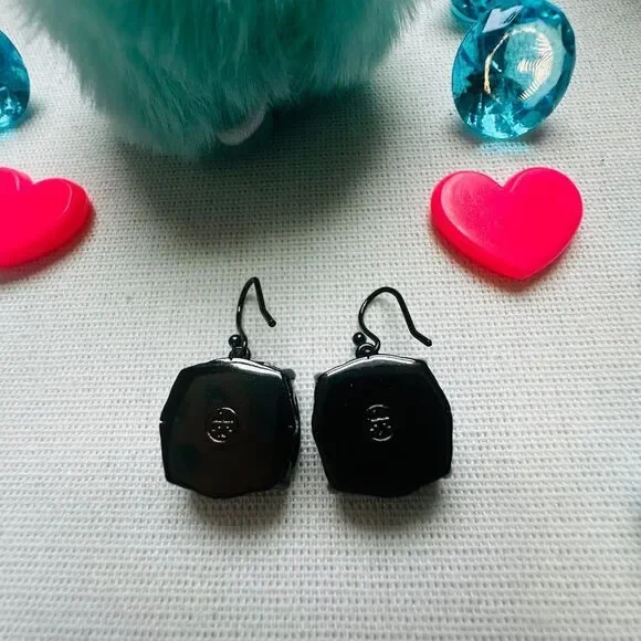 VERY RARE ALL BLACK Tory Burch Square Drop Earrings - Picture 4 of 5
